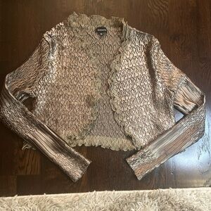 Komarov Olive-Taupe Textured Cardigan/Shrug
